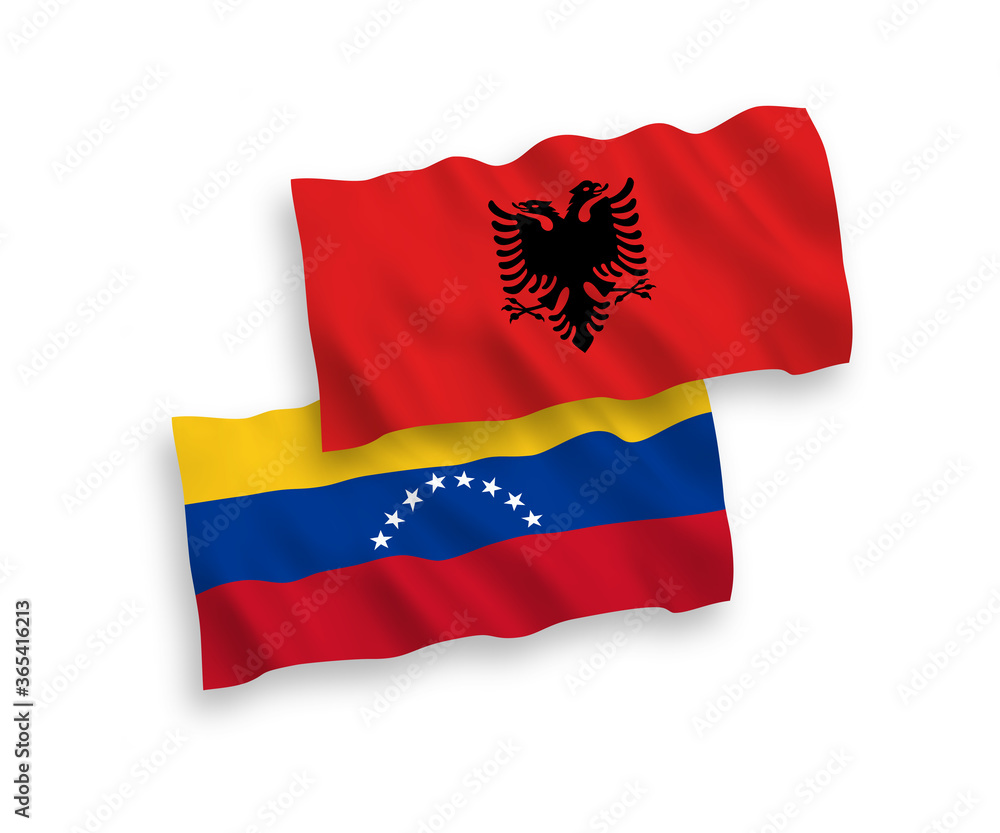 Flags of Venezuela and Albania on a white background Flags of Venezuela and Albania on a white background