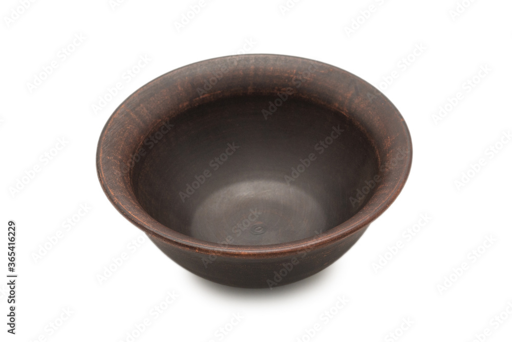 Ceramic empty brown bowl isolated on white Ceramic empty brown bowl isolated on white