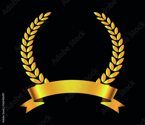 Gold laurel wreath with ribbon