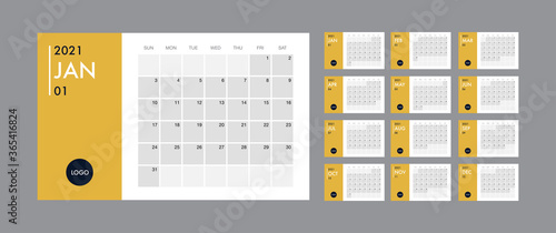 Calendar 2021 template planner vector diary in a minimalist style