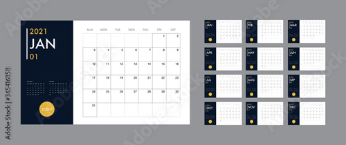 Calendar 2021 template planner vector diary in a minimalist style © shopplaywood