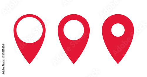 Set of GPS pointers. Red point icon. Vector illustration.