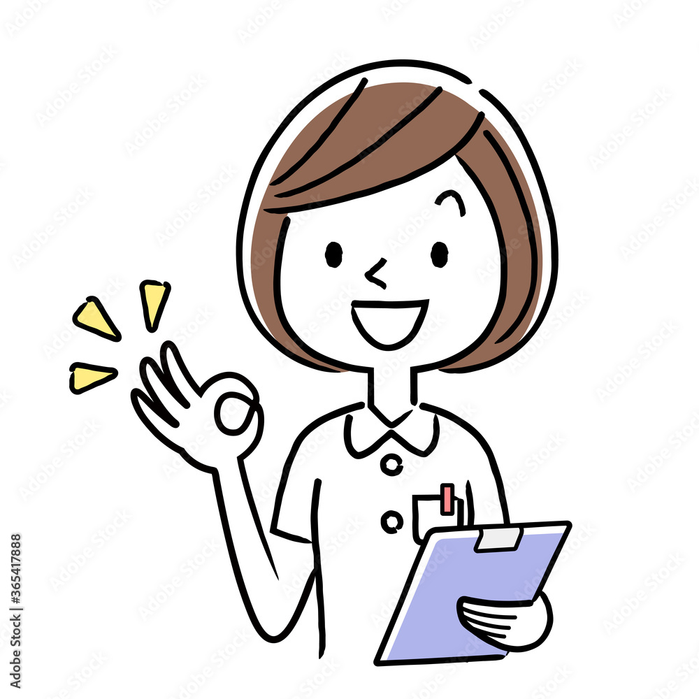 Vector illustration material: young female nurse giving an OK sign Vector illustration material: young female nurse giving an OK sign