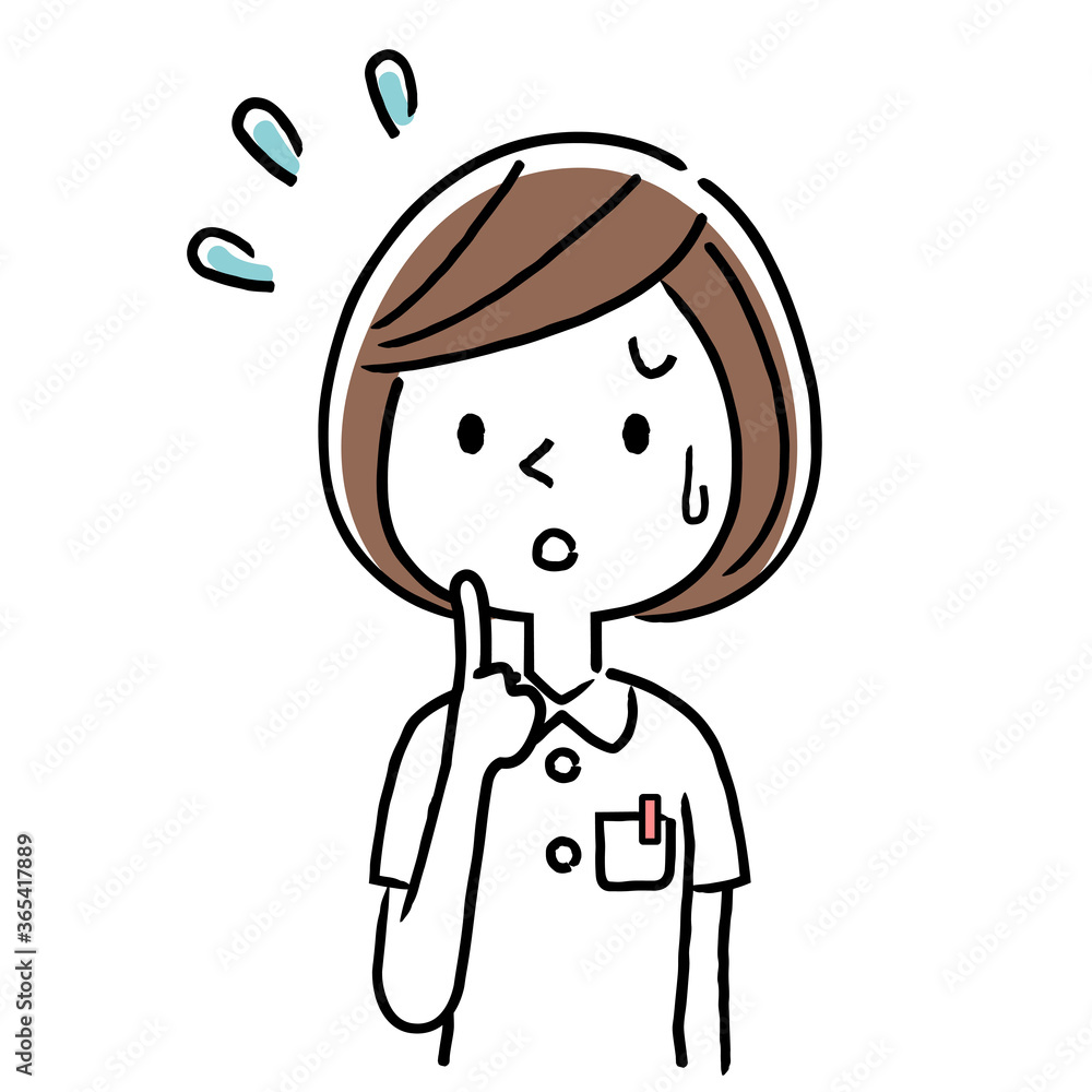 Vector Illustration Material: Young female nurse with a troubled expression Vector Illustration Material: Young female nurse with a troubled expression
