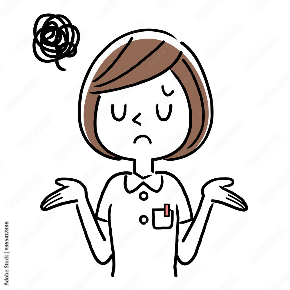Vector Illustration Material: Young female nurse with a frightened look Vector Illustration Material: Young female nurse with a frightened look