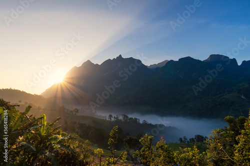 Doi Luang Chiang Dao mountain during sunset,The famous mountain for tourist to visit in Chiang Mai,Thailand. © ChomchoeiFoto