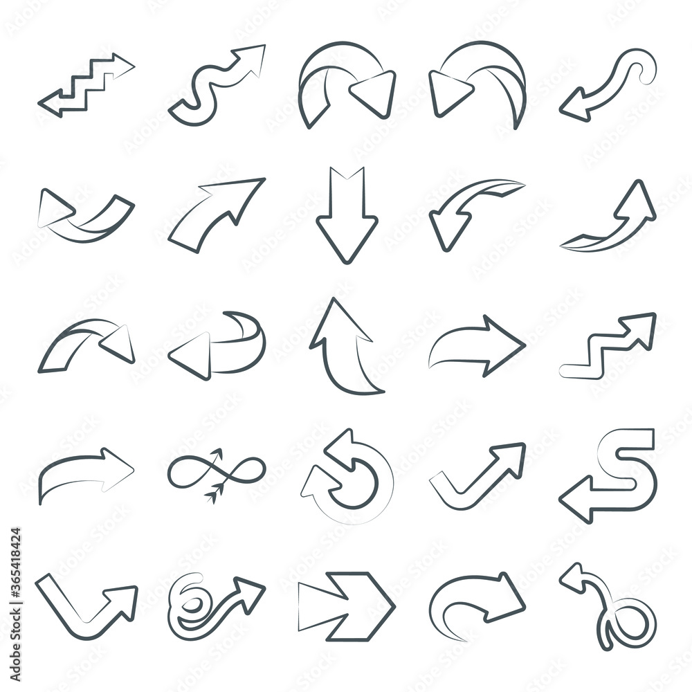 
Modern Arrows Icon in Linear Style Pack 
