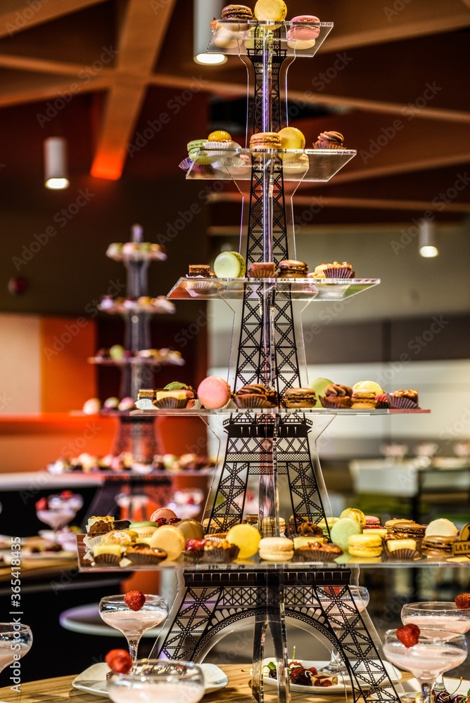 Оriginal stand for desserts in the form of the Eiffel Tower