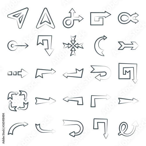  Modern Road Arrows Icons in Linear Style Pack 