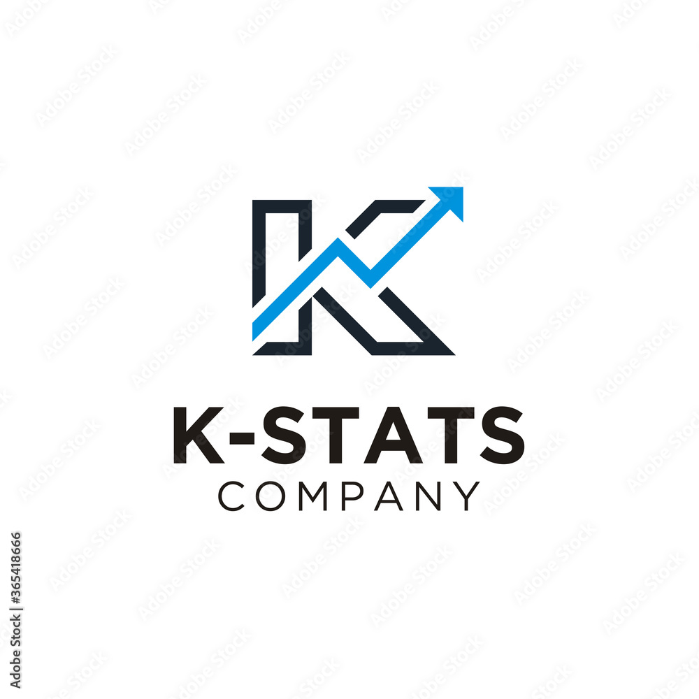 Letter K with Statistic Arrow Chart Diagram Marketing Financial Business logo design Letter K with Statistic Arrow Chart Diagram Marketing Financial Business logo design