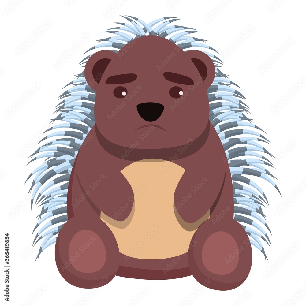 Sad porcupine icon. Cartoon of sad porcupine vector icon for web design isolated on white background Sad porcupine icon. Cartoon of sad porcupine vector icon for web design isolated on white background