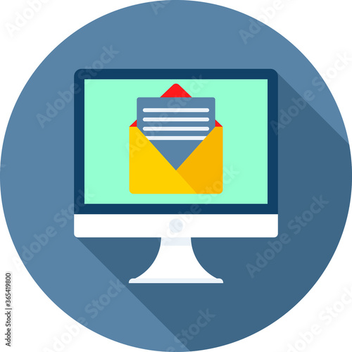 monitor, screen, computer flat icon on grey background, vector symbol