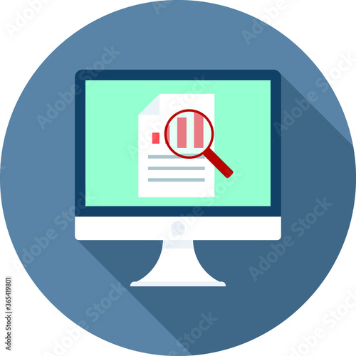 monitor, screen, computer flat icon on grey background, vector symbol