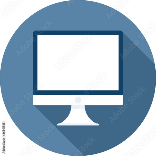 monitor, screen, computer flat icon on grey background, vector symbol