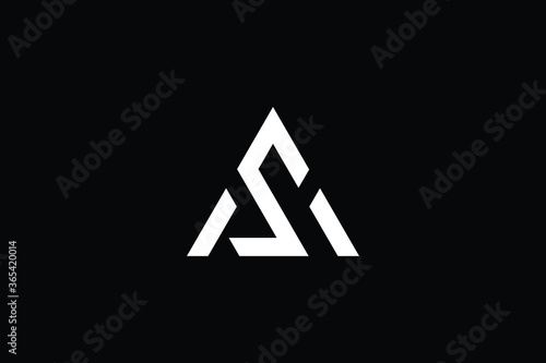 Minimal Innovative Initial AS logo and SA logo. Letter AS SA creative elegant Monogram. Premium Business logo icon. White color on black background photo