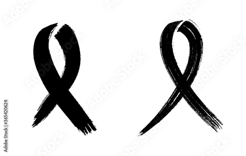 Black Ribbon Symbol Stripe Emblem Vector Icon Set