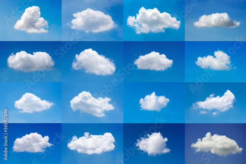 Fototapeta Naklejka Na Ścianę i Meble -  Beautiful minimal single nature white cloud on blue sky background collection.