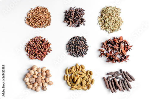 image of varieties of spices herbs for Asian cooking especially in India and Thailand.
