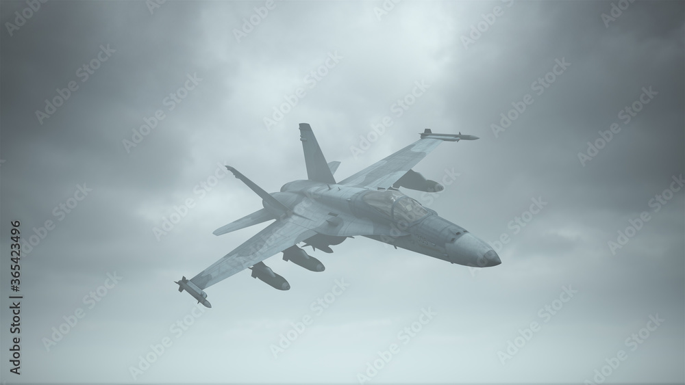 Supersonic Jet Aircraft Multi-Role Flying Low Overcast Day 3d illustration 3d render Supersonic Jet Aircraft Multi-Role Flying Low Overcast Day 3d illustration 3d render