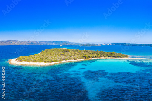 Beautiful exotic islands in turquoise sea, clear blue water on the island of Dugi Otok in Croatia