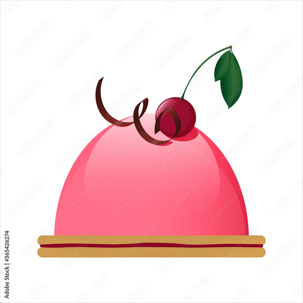 Beautiful, vector mousse cake with cherries Beautiful, vector mousse cake with cherries