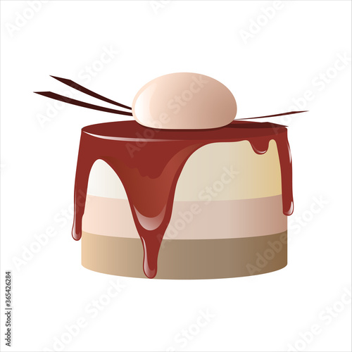 Three chocolate cakes. Vector illustration