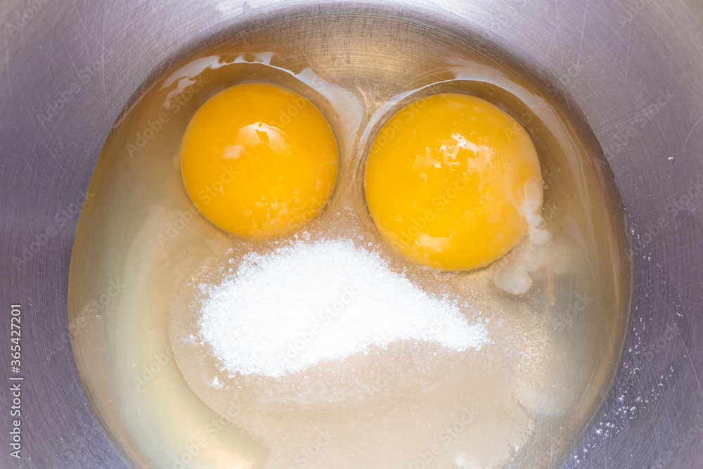 Happy smiling face made of eggs, top view Happy smiling face made of eggs, top view