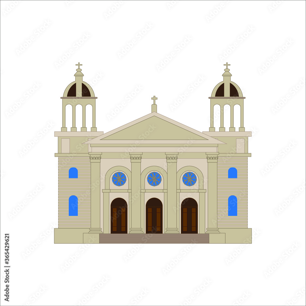 Cathedral Basilica of San Jose, California United States. illustration for web and mobile design.