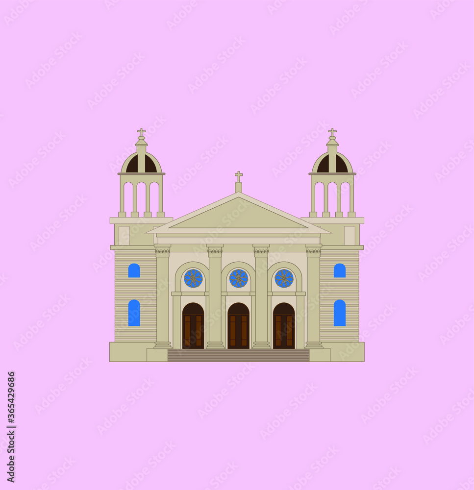 Cathedral Basilica of San Jose, California United States. illustration for web and mobile design.