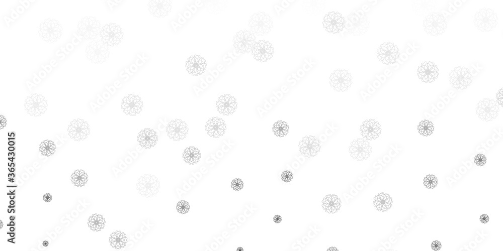 Light gray vector doodle texture with flowers.