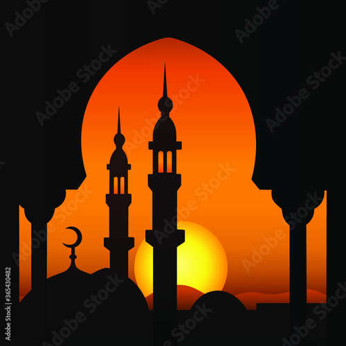 Sheikh Zayed mosque United Arab Emirates uae postcard background Muslim Islamic vector illustration Saudi Arabia congratulations card