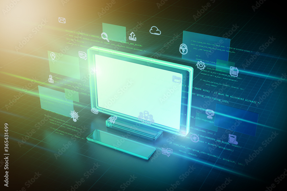 Computer abstract background illustration - 3d rendering