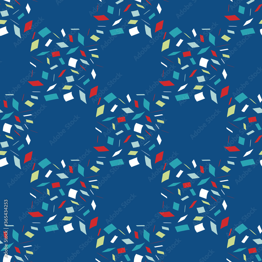Vector terrazzo style squares geometric seamless vector pattern background. Abstract irregular fine mosaic shard rectangles checkered blue white, red backdrop. All over print for nautical concept. Vector terrazzo style squares geometric seamless vector pattern background. Abstract irregular fine mosaic shard rectangles checkered blue white, red backdrop. All over print for nautical concept.