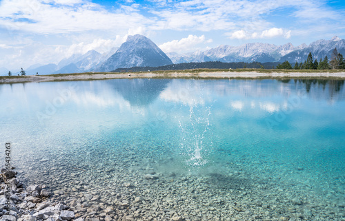 Mountain lake landscape view photo