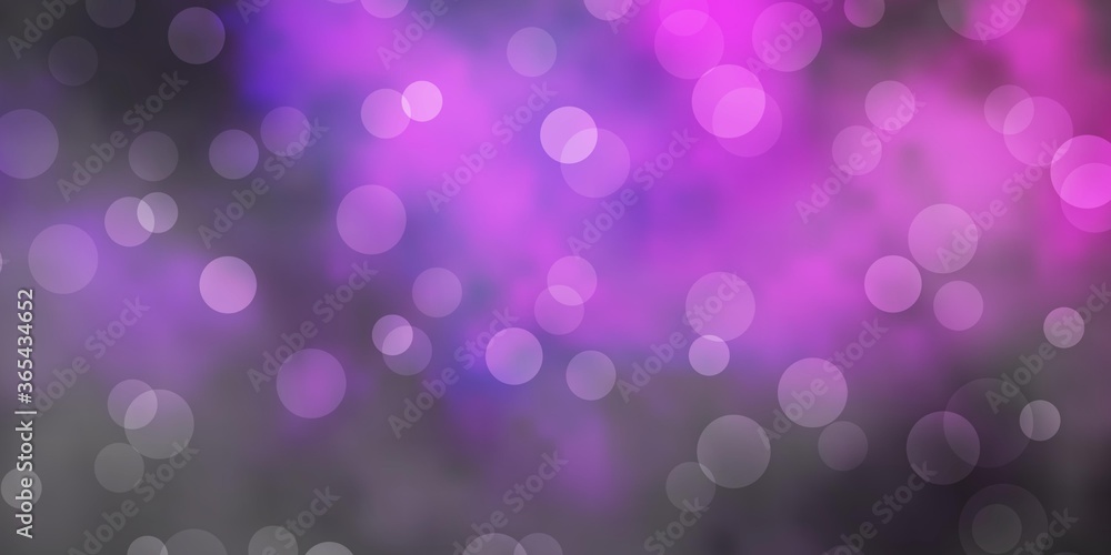 Dark Purple vector background with circles. Abstract decorative design in gradient style with bubbles. Pattern for business ads.