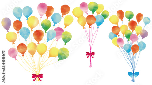 水彩風　バルーン　お祝い Watercolor Balloon Series:Balloon Set