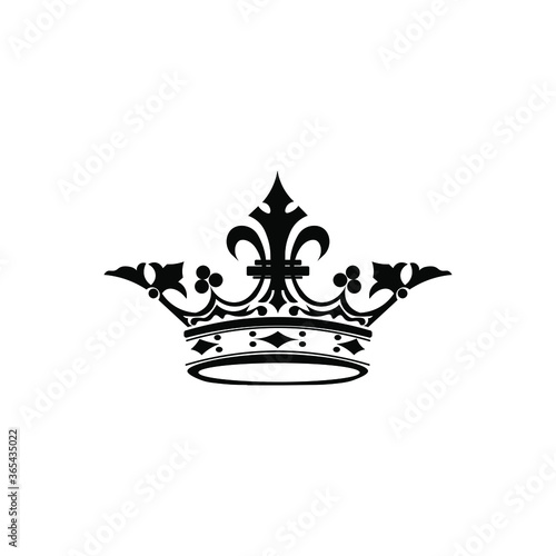 Black and white crown icon with decor. The symbol of power. The sign of the king and queen. © Анна Мельникова