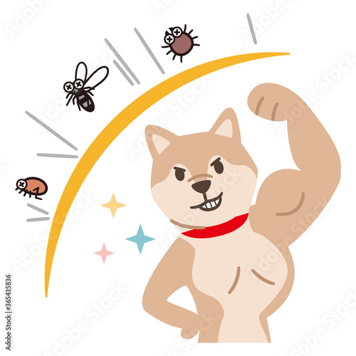 害虫を跳ね除ける犬
