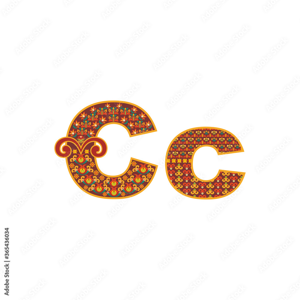 Vector abstract letter C with ornamental pattern. Vector abstract letter C with ornamental pattern.