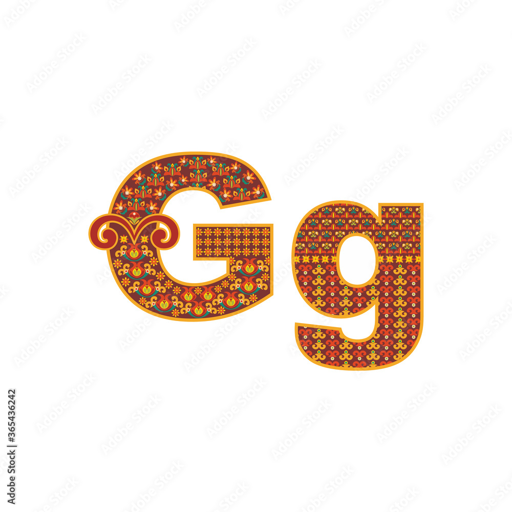 Vector abstract letter G with ornamental pattern. Vector abstract letter G with ornamental pattern.