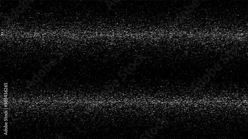 Black glitch background. Abstract digital noise effect, error signal, television technical problem. Vector illustration.