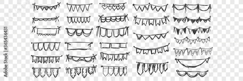 Hand drawn festival flags doodle set
