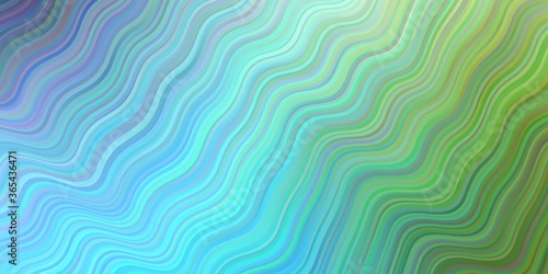 Light Blue, Green vector background with curved lines.