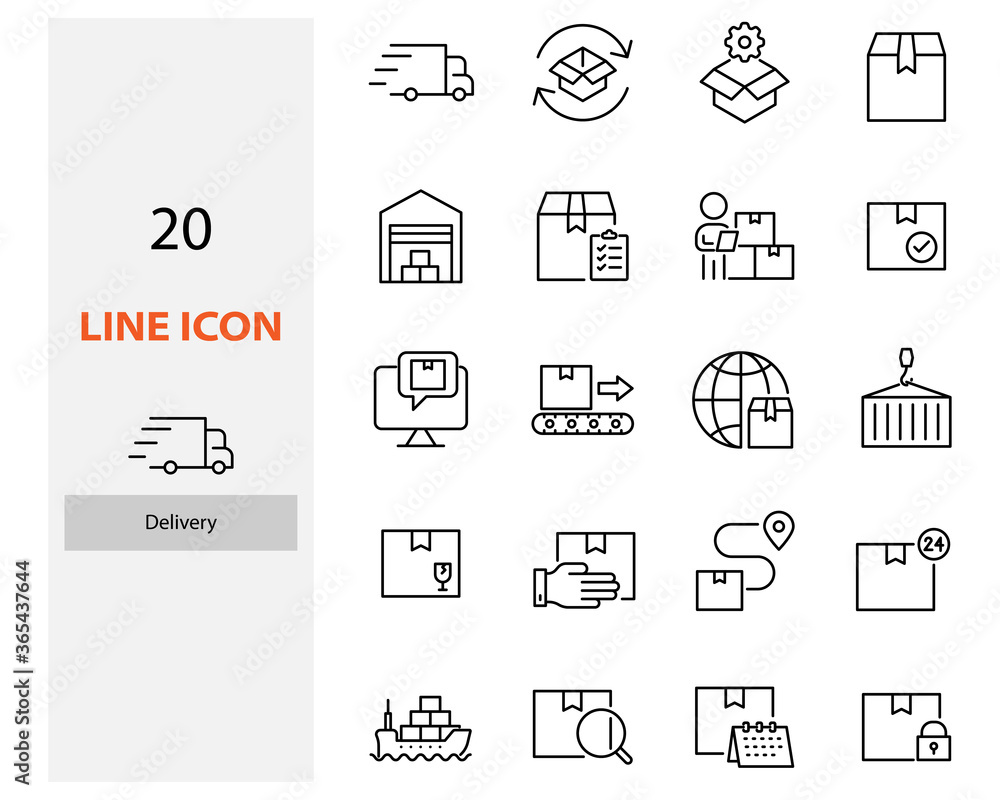 set delivery icons, box, send, service set delivery icons, box, send, service