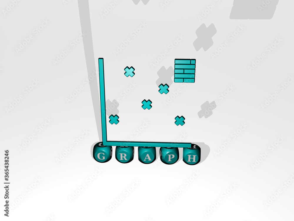 3D graphical image of graph vertically along with text built by ...