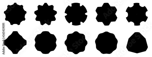 vector silhouettes of label shape icon isolated black collection abstract background pattern vector illustration graphic design 