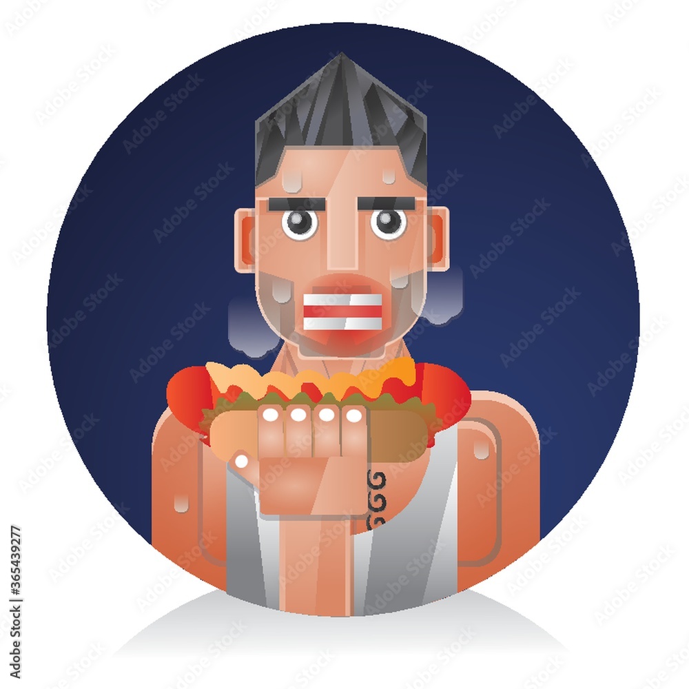 man holding hotdog