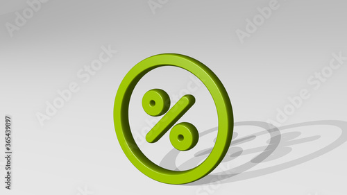 Foto DISCOUNT CIRCLE made by 3D illustration of a shiny metallic sculpture with the shadow on light background