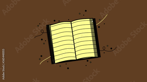 vector illustration of a school book for shool, teacher, brown background, poster for day of knowledge, september, school object, teacher, children, cla