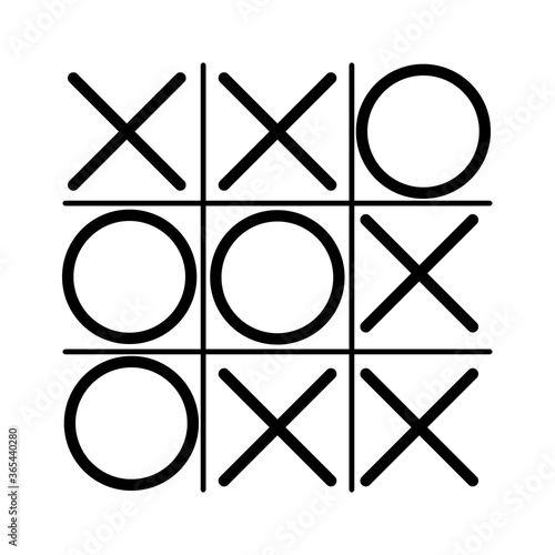 Tick Tack Toe.  XO game. Noughts and crosses board game icon isolated.
